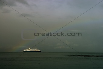 Rainbow and Cruise ship