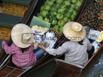 Thailand women in a floating market