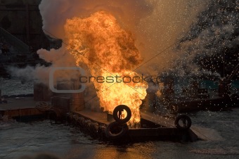 Fire on dock