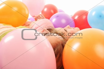 gilrs amongst balloons