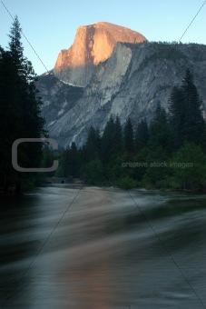 Sunset on the Merced River and Half Dome