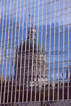 Reflection of State Capitol Building in Indianapolis, Indiana.
