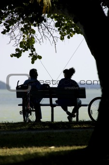 Couple on park bench