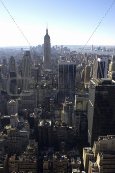 View of empire state building and downtown manhattan