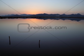 Sunset over beautiful Zen-Lake Salinas