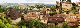 Puy-L'Evegue town, France, view on Valley of  Lot River