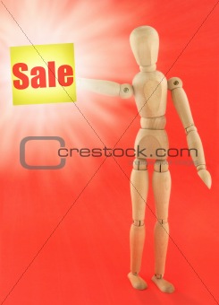 figure holding Sale adhesive note
