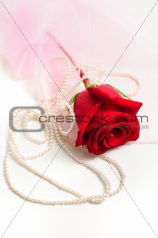 Red Rose and pearls