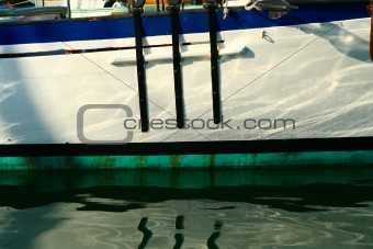 Boat at waterline.