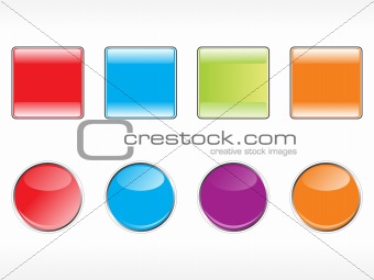 blank shiny sticker vector in red, blue, green, orange and purple