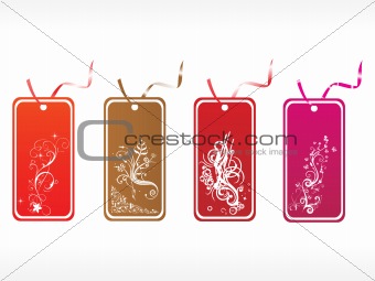 floral tags in red gray and pink vector
