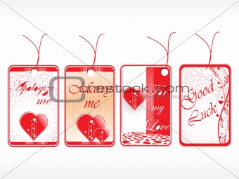 romantic tags with hearts set in red