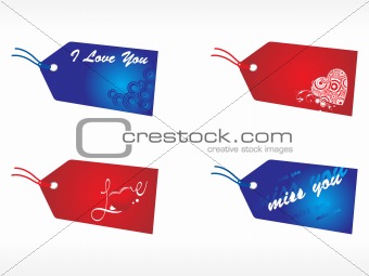 tags with love notes in red and blue, vector