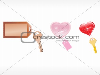 three vector tags with key, illustration