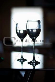 Two crystal cups for wine