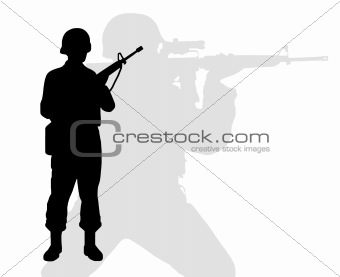 silhouette of riflemen