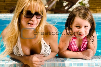 Together with my sister in the pool