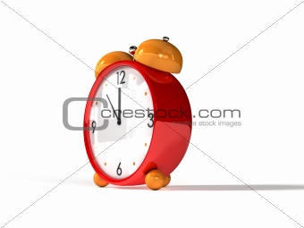alarm clock orange on white background