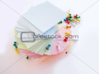 colorful sheets and push pins