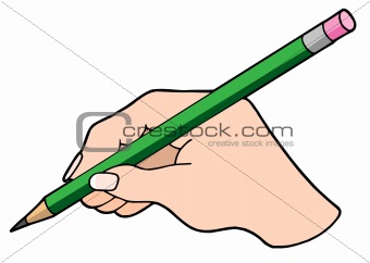 Writing hand with pencil