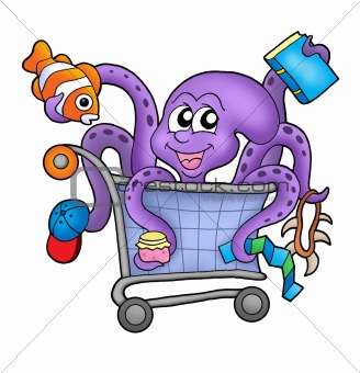 Octopus and shopping cart