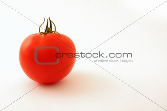 Lone tomato on white