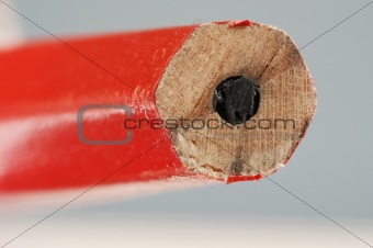 Close up  of top red wooden pencil 
