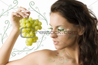 brunette and grape