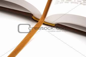 opened book with golden bookmark isolated