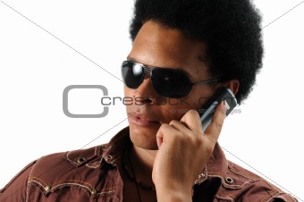 Trendy man using cell phone