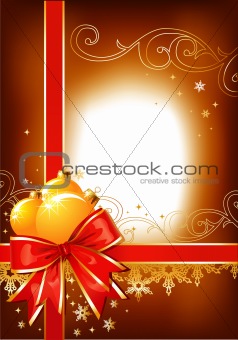 Christmas background / bow,  balls and ornament / vector