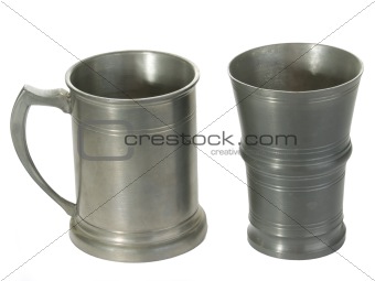 Two tin mugs