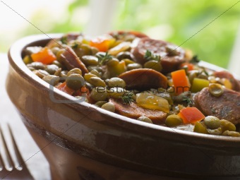 Green Lentil and Chorizo Sausage Stew