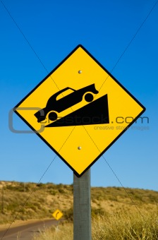 Traffic sign in a road in Patagonia.