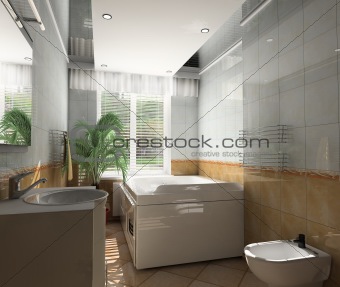 Interior by a bathroom