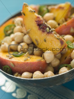 Bowl of Chick Pea and Peach Salad