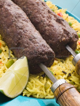 Lamb Mint and Garlic Sheesh Kebab with Pilau Rice