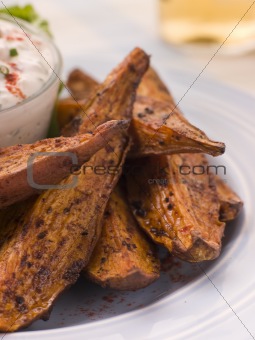 Sweet Potato Skins with a Blue Cheese Dip