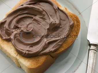 Slice of Toasted brioche with Chocolate Spread