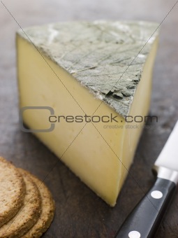 Wedge of Cornish Yarg Cheese with Oatmeal Biscuits