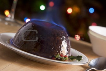 Christmas Pudding with a Brandy Flambe 