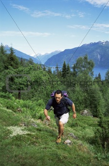 Man hiking in the great outdoors, 