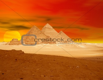 Orange pyramid sunset