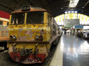 Railway train at station in Bangkok