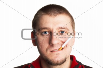casual short haired middle aged man posing with cigarette