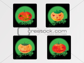 icons pumpkins with different expressions, vector illustration