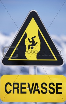 Warning sign in a snow covered area