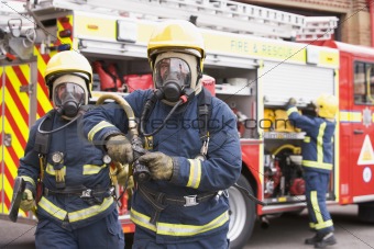 Firefighters in protective workwear