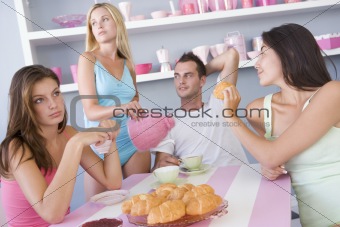 Group of friends enjoying sexy breakfast