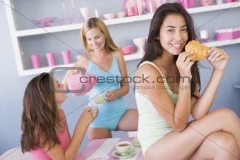 Group of friends enjoying sexy breakfast